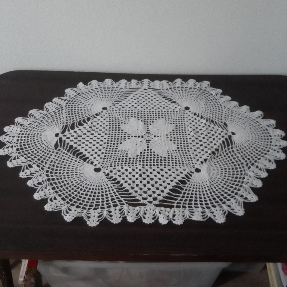 Elegant White Crochet Doily Table Cover